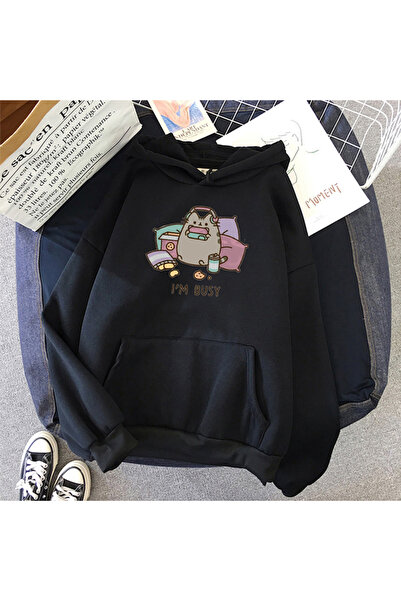 Tarzsokak Siyah Unisex 2021 komik kedi Hoodie moda Kawaii kore Harajuku 90 s ...