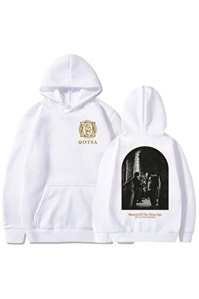 Tarzsokak Hanorace albe unisex QOTSA Live in the Catacombs STONE AGE QUEENS R...