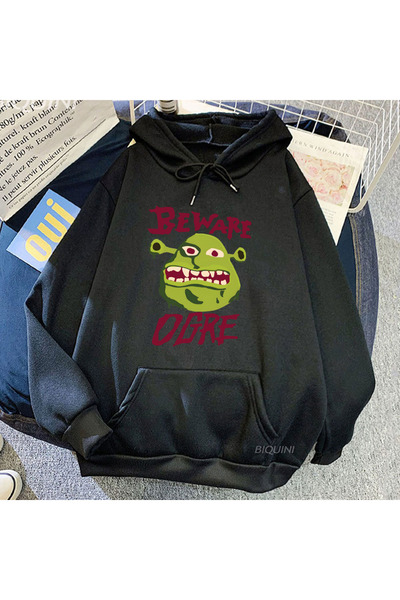 Tarzsokak Siyah Unisex Shrekk Aşk Shrekk1 Hayat Sonbahar Kapşonlu Rahat G