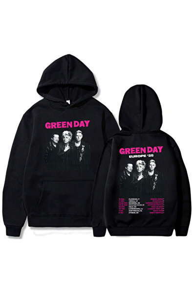 Tarzsokak Crna unisex grupa Green Day Europe '25 Sa kapuljačom Larkak Eleganc...