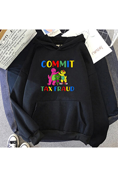 Tarzsokak Μαύρο Unisex Hoodie με γραφικά καρτούν που αναδεικνύουν την απάτη σ...