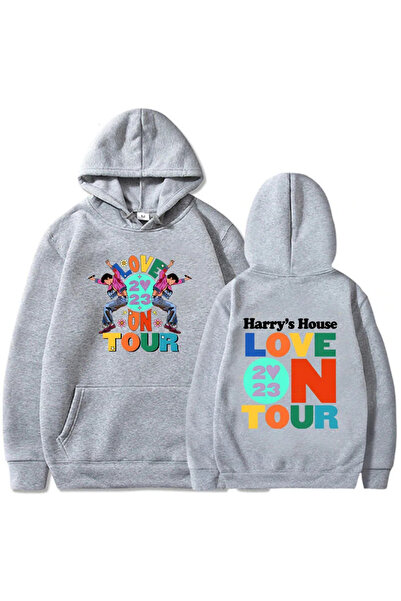 Tarzsokak Grey Unisex On the Tour Harrys house of love Hoody Streetwear impri...