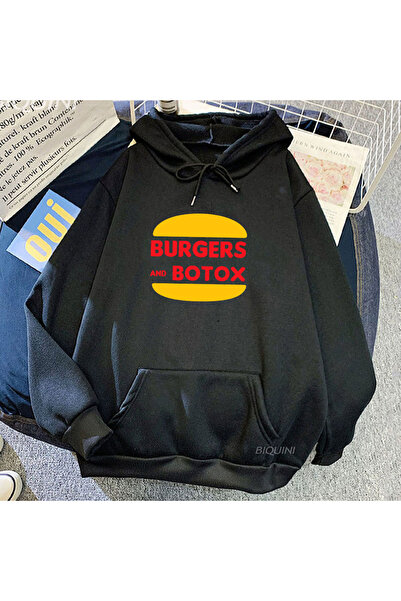 Tarzsokak Desen animat amuzant cu burger și Botox, negru, unisex, de vânzare