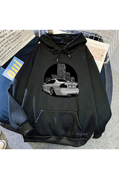 Tarzsokak Hanorace negre unisex cu imprimeu auto, cu glugă, în stil stradal, ...