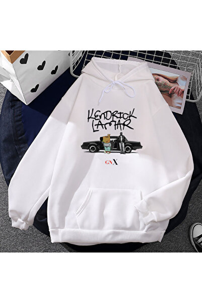 Tarzsokak هوديي كيندريك لامار وتشيل جاي باللون الأبيض للجنسين مطبوع عليه ألبو...