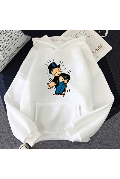 Tarzsokak Alb Unisex MONOPOLY MAN Iarnă-Toamnă Hanorac cu glugă Îmbrăcăminte ...