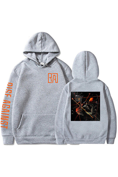 Tarzsokak Γκρι Unisex RISE AGAINST RICOCHET Hoodies Ανδρικά γραφικά άνετα χαλ...
