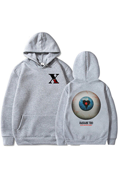 Tarzsokak Grey Unisex Band Alkaline Trio imprimat cu glugă, cu imprimeu de pă...