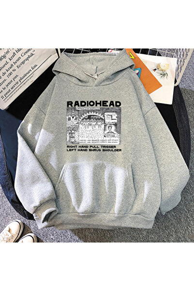 Tarzsokak Сива унисекс модна качулка Radiohead за феновете на рок музиката с ...