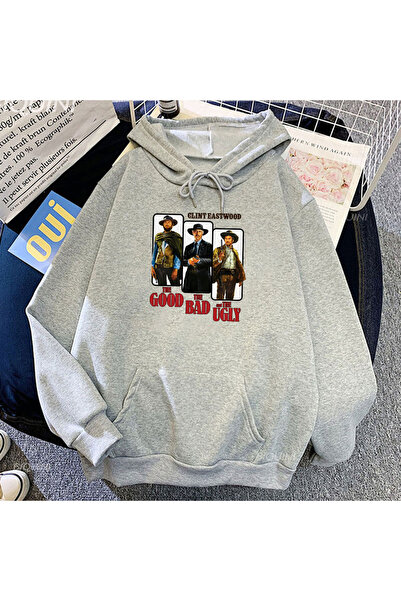 Tarzsokak Γκρι Unisex Streetwear γραφικό φούτερ με κουκούλα με στάμπα TV Good...