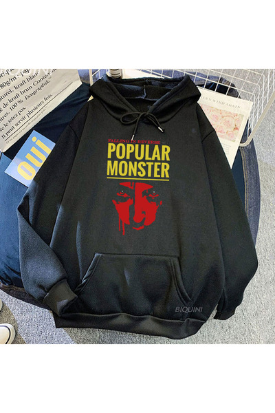 Tarzsokak Black Unisex Streetwear Reverse Fall Popular Monstour Hoodies so