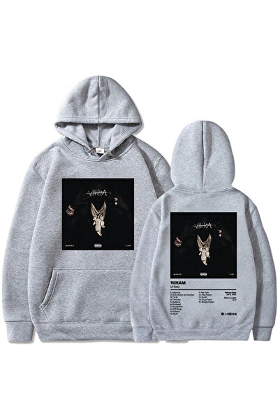 Tarzsokak Hanorac de modă unisex gri, cu imprimeu Lil Baby WHAM Who Hard As M...