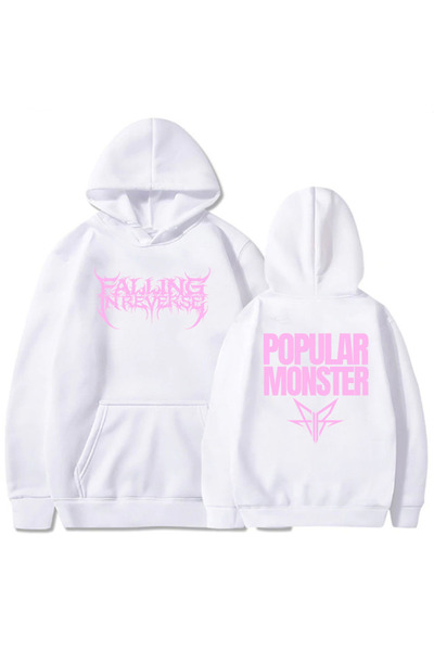 Tarzsokak White Unisex Album Popular Monstour Print Hoodies Falling in Revers...