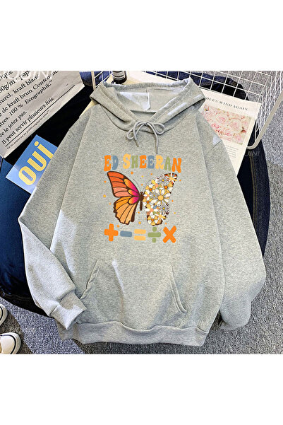 Tarzsokak Γκρι Unisex φούτερ με κουκούλα Ed Sheeran 2023 για μόδα Aesthtic Ca...