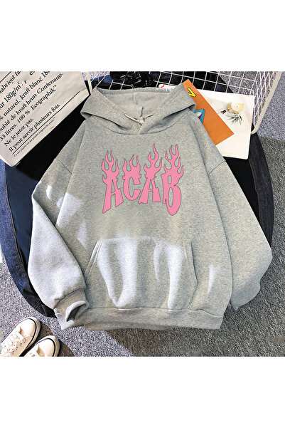 Tarzsokak ملابس براتز ذات قلنسوة للجنسين باللون الرمادي ACAB Fire Hoodiess مل...