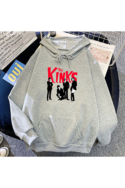Tarzsokak Hanorac gri unisex Kinderas Rock Band Kinks cu imprimeu, confortabi...