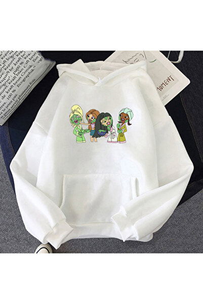Tarzsokak Λευκά Unisex φούτερ με γράμματα Bratz, άνετα φούτερ με στρογγυλή λα...