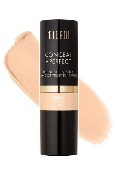 MILANI Foundation Stick - 205 Light Clair | Full Coverage, Creamy Matte, Vegan & Cruelty-Free