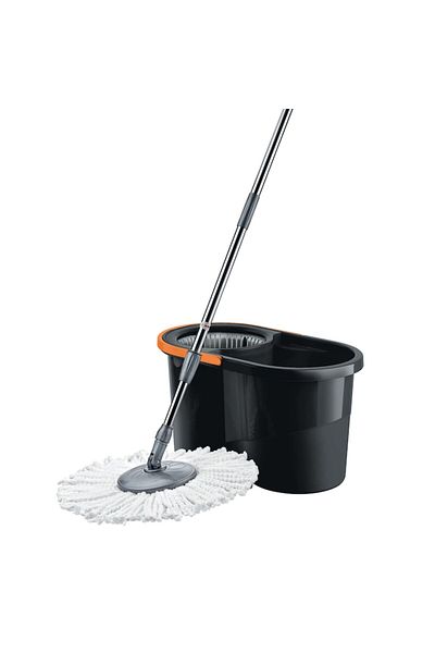 Konga Set de curățare, găleată Nero de 16 litri cu centrifugă și mop rotativ la 360 de grade