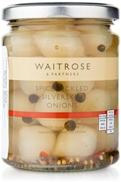 WAITROSE & PARTNERS Spiced Pickled Silverskin Onions, 295g