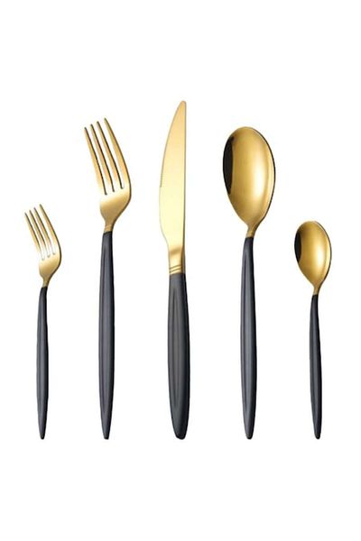 OEM Set 2 x 30 Pieces Stainless Steel Cutlery in Black and Gold, Grunberg