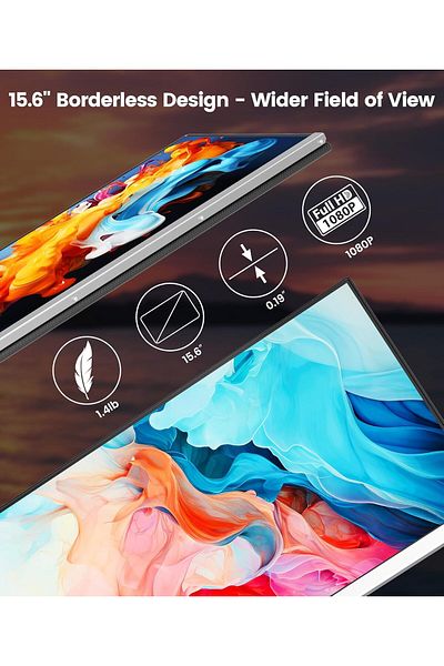 V2COM 15.6" FHD Portable Monitor, USB-C/Mini HDMI, IPS Display for Laptop,with Case