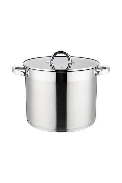 OEM Set 2 x Oala din Inox cu Capac din Sticla, 22 cm, 7 l, Grunberg