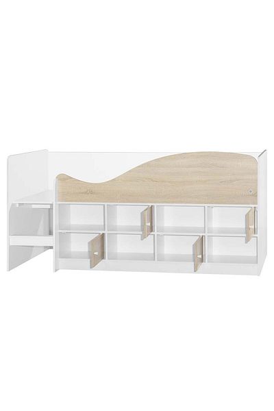 Danube Home Kinder 90x190 Cabin Bed with Storage - White & Sonoma Oak L195.5xW106.7xH94.5cm