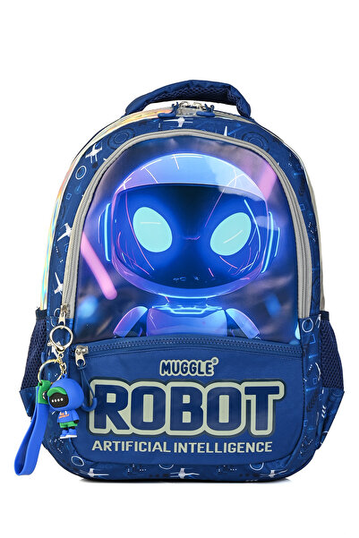 MUGGLE Mu5904 Set de 3 rucsac pentru școală primară robot [ghiozdan + cutie de prânz + cutie de creion)