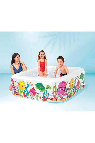 Intex حوض سباحة كلير فيو أكواريوم بمركز السباحة 159×159×50 سم
