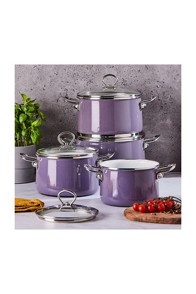 ALTOM DESIGN Set de oale emailate Izydor Mov, 8 piese, inducție
