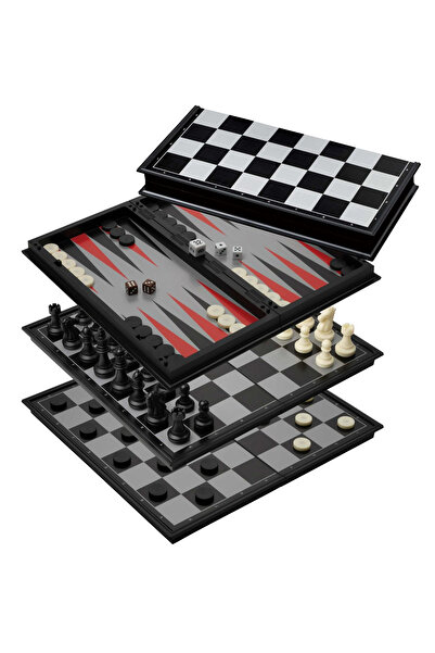 MagazinulDeSah Joc de sah, table si dame magnetic - compact, 31.5 x31.5 cm