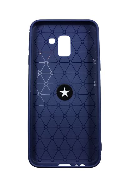 OEM Case compatible with Samsung Galaxy J6 Plus Silicone Case with Ring Phone Holder & Metal Plate Blue