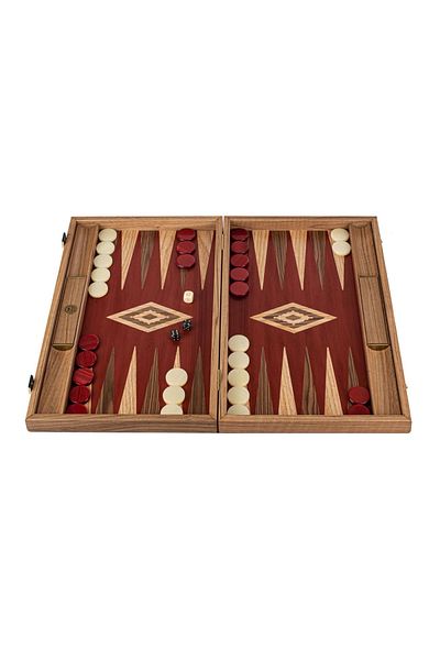 Manopoulos Backgammon / board game set Red Oak with walnut inserts