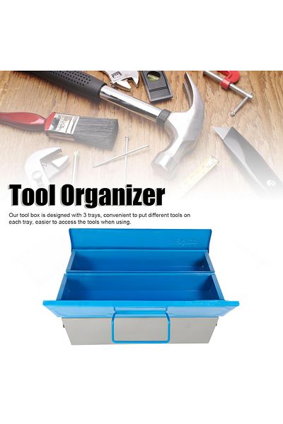 Brix 3 Tray Metal Tool Box – Compact 2-Layer Iron Organizer for Tools, Hardware & Craft Storage