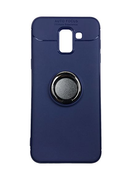 OEM Case compatible with Samsung Galaxy J6 Plus Silicone Case with Ring Phone Holder & Metal Plate Blue