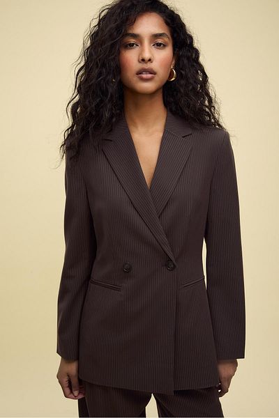 Stradivarius Slim fit double-breasted striped blazer