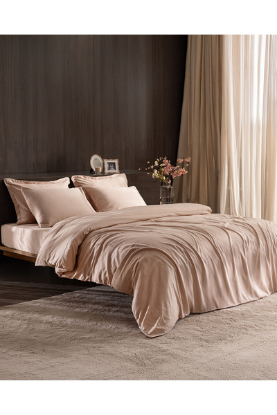 Madame Coco Reverie Çift Kişilik Pamuklu Bambu Armürlü Nevresim Takımı - Somon