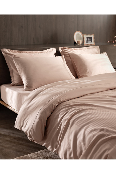 Madame Coco Reverie Çift Kişilik Pamuklu Bambu Armürlü Nevresim Takımı - Somon