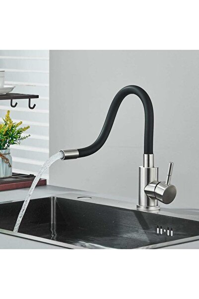 CasaVie Baterie de bucătărie cu pipă flexibilă, negru, cod 1247