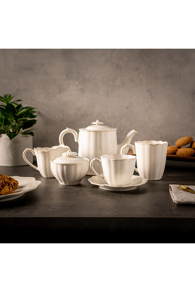 Dallaty White porcelain English tea cups set 11 pcs