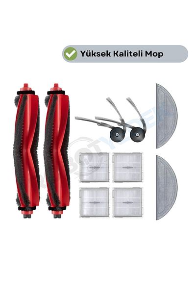 robotyedek Roborock S8 Pro (Not Ultra!) Compatible Brush Hepa Filter Mop Set-10 Pieces
