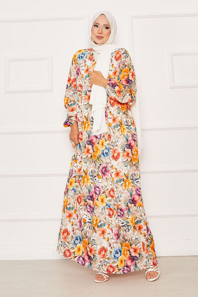 EBRUTESETTÜR Floral Half Button Hijab Dress