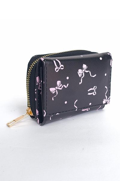 Ecrou Bow Patterned Covered Handbag Black