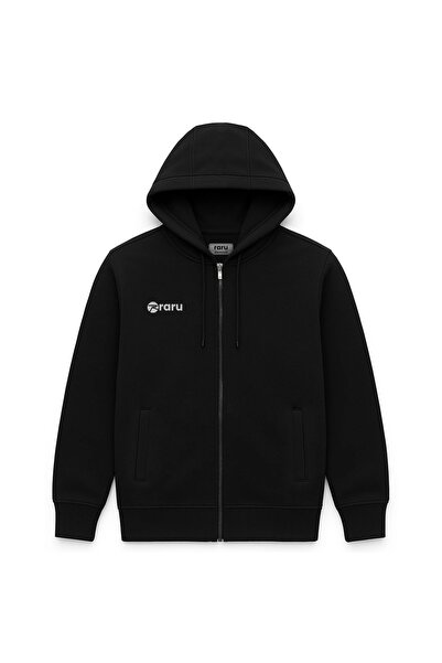 raru Kapüşonlu Tam Fermuarlı Sweatshirt SİYAH