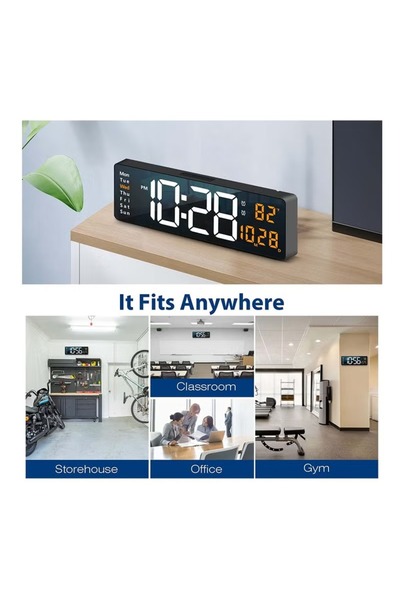 Primo Plus Large Display Digital Wall Clock, 16.2 Inch LED Digital Clock with Remote Control for Living Room