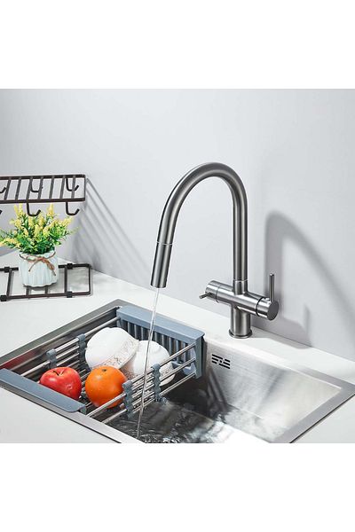 CasaVie Baterie cu filtru de purificare si dus extractibil, gri mat, cod 1680