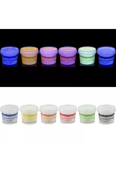 PROCART Invisible UV reactive fluorescent paint, transparent colored, set of 6 30 g
