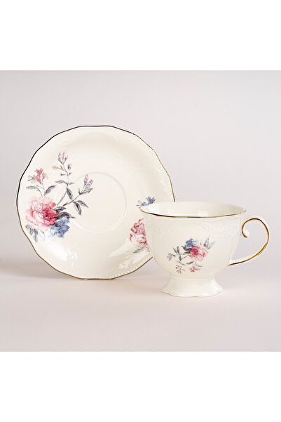 Dallaty طقم أكواب شاي إنجليزي من لا ميسا، رخامي كريمي، 12 قطعة