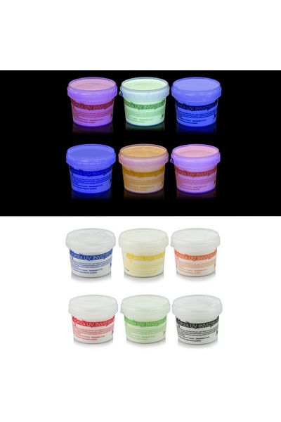 PROCART Invisible UV reactive fluorescent paint, transparent colored, set of 6 30 g